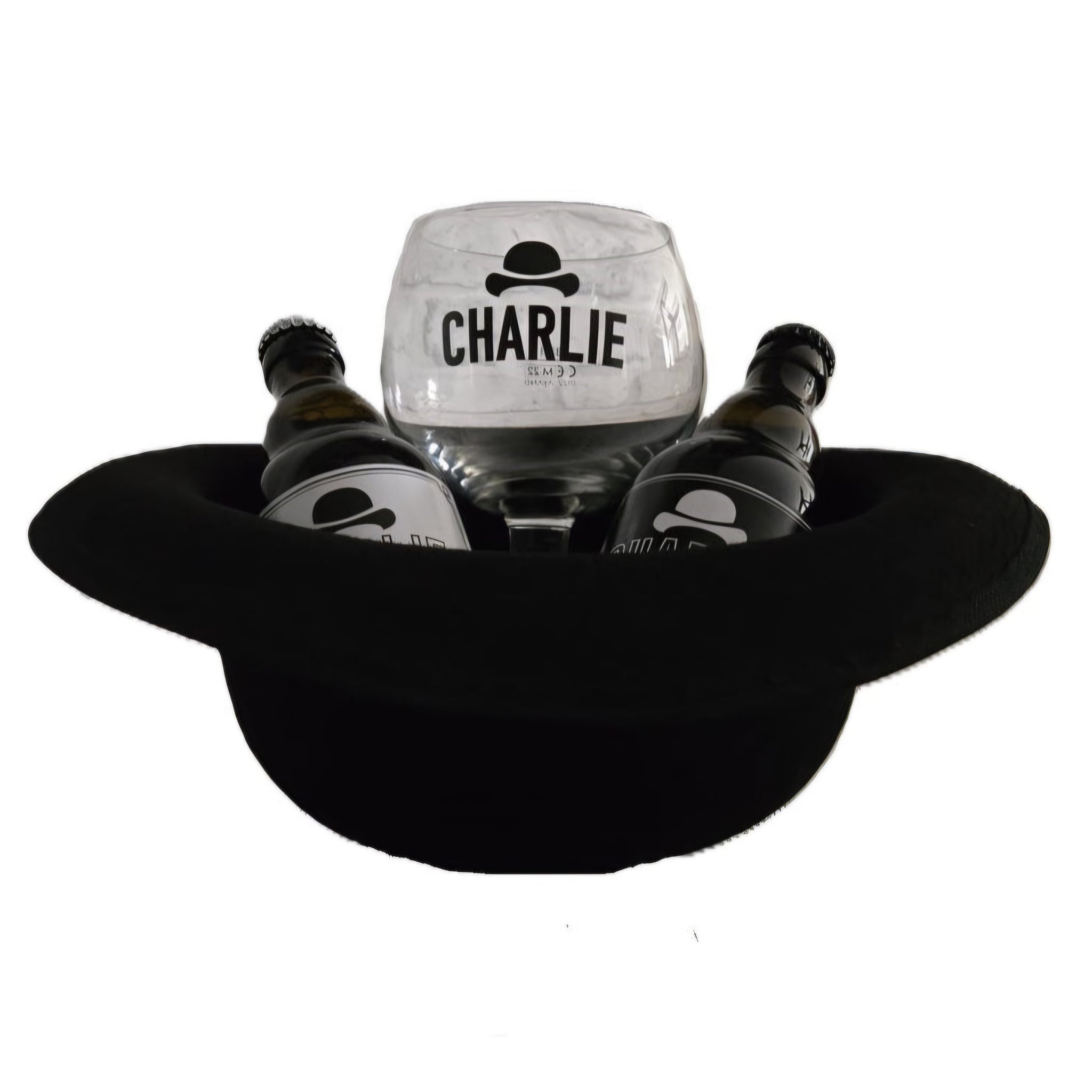 Charlie's bolhoed 2 flesjes + glas